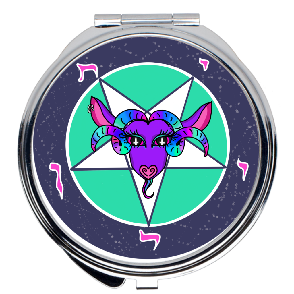 Baphomet compact mirror - GothFromHoth Designs