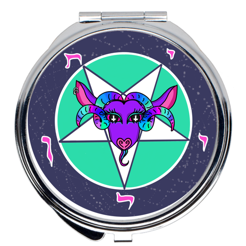 Baphomet compact mirror - GothFromHoth Designs
