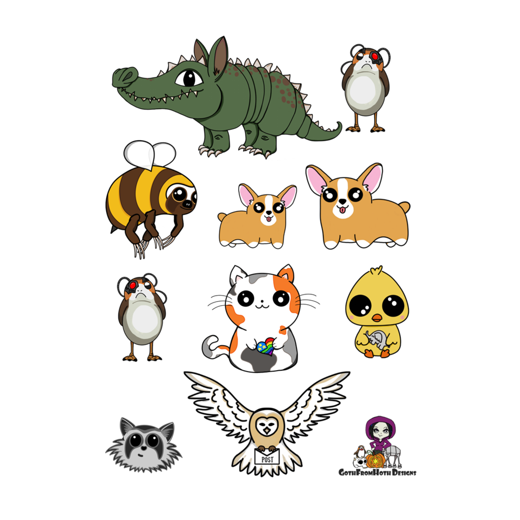 GFH Menagerie sticker sheet - GothFromHoth Designs