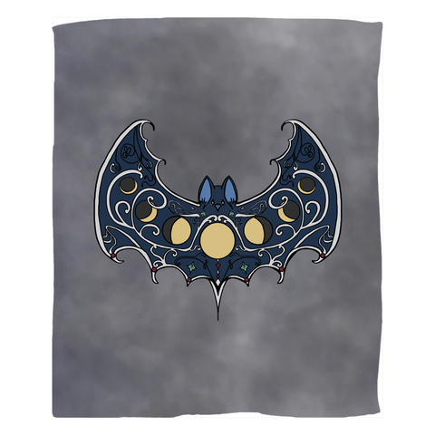 MoonPhase Bat Fleece Blanket - GothFromHoth Designs