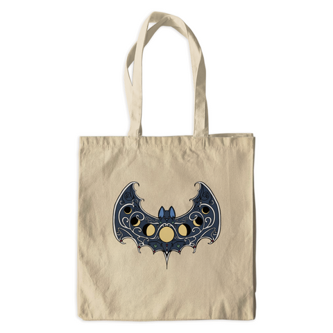 MoonPhase Bat - Canvas Tote Bag - GothFromHoth Designs